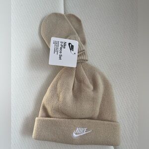 Nike Beige Knit Beanie and Mitten set - baby